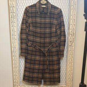 J.Crew Vintage Belted Wool Blend Plaid Women's Coat